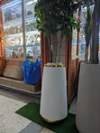 Ribbed Decorative Floor Planter Pot with Artificial Tree - 2