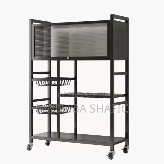Modern Multi-Tier Kitchen Storage Rack with Casters - 1