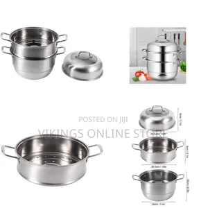 28cm 3-Layer Stainless Steel Food Saucepan & Steamer