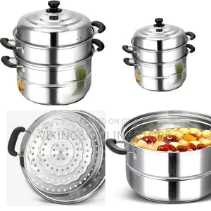 3-Layer Stainless Steel Saucepan and Steamer Pot, 32cm
