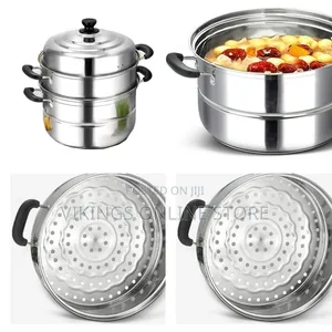 3-Layer Stainless Steel Saucepan and Steamer Pot, 28cm