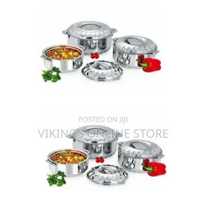 3pc Steel Hot Pots / Serving Dishes - Silver