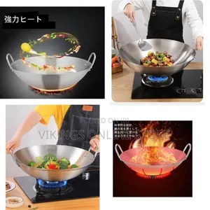 36cm Stainless Steel Chinese Wok with Double Handle