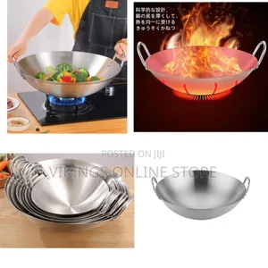 45cm Stainless Steel Chinese Wok with Double Handle