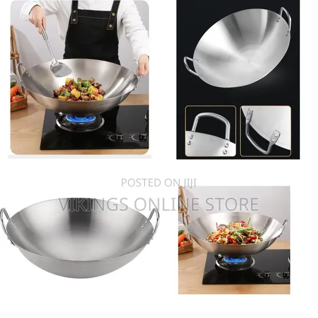 40cm Stainless Steel Chinese Wok - 1