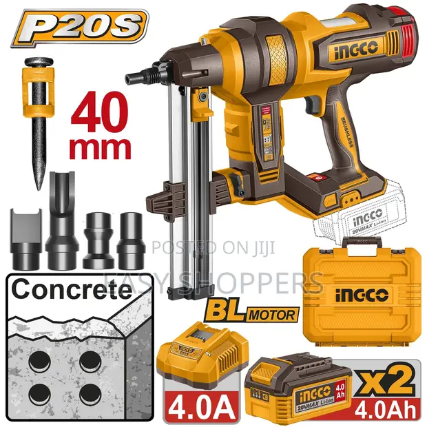 INGCO 20V Brushless Cordless Concrete Nailer - 1