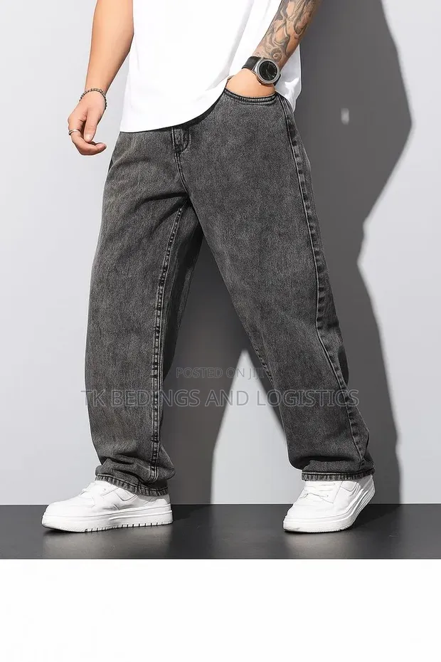 Baggy Vintage Jeans - Beige Cotton - 1