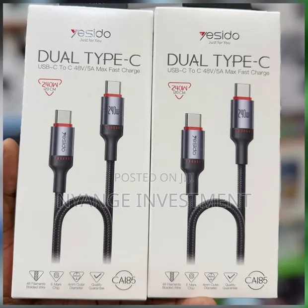 Yesido CA185 1.2m 240W Type-C to Type-C Cable - 1