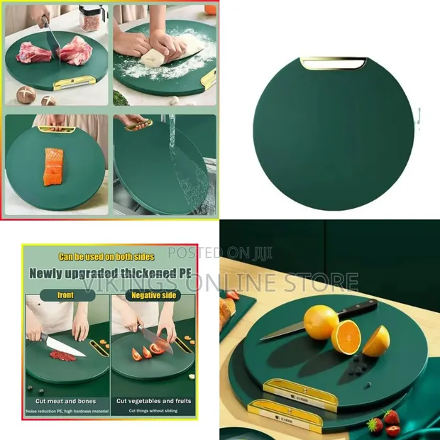 Double Sided Non-Slip Anti-Mold Chopping Board - Green - 1