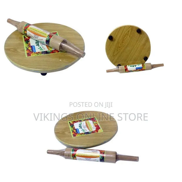 Chapati Rolling Board and Rolling Pin Set, Brown - 1