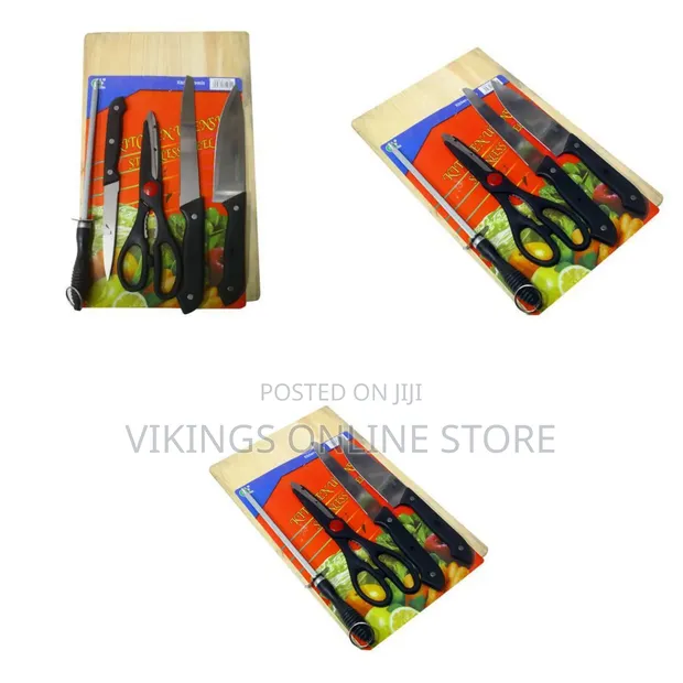 Wooden Chopping Board Set with Knives - 1