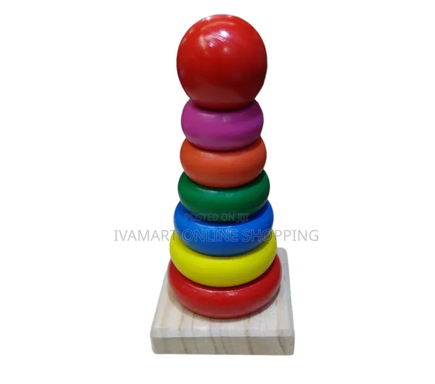 Wooden Rainbow Tower Stacker Toy for Toddlers (36M+) - 1