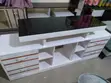 White TV Stand with 4 Drawers & Black Glass Top - 2