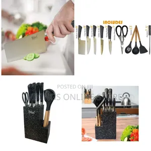 Bass 11-Piece Stainless Steel Modern Knife Set with Block Stand