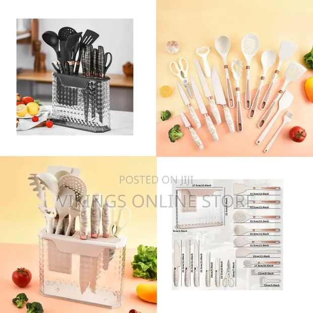 16-Piece Silicone Utensil and Knife Block Set - 1
