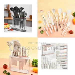 16-Piece Silicone Utensil and Knife Block Set