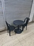 Elegant Black Plastic Bistro Table and Chairs - 2