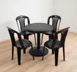 Modern Windsor Plastic Table and Chairs Set (Black) - 1