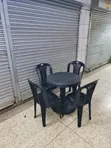 Modern Windsor Plastic Table and Chairs Set (Black) - 2