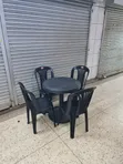 Modern Windsor Plastic Table and Chairs Set (Black) - 3