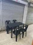 Minimalist Plastic Dining Chairs & Foldable Wooden Table - 2