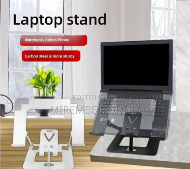 Ergonomic Dual Laptop & Phone Stand - Adjustable Foldable - 1