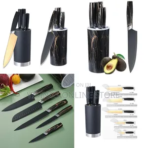 6-Piece Kitchen Knife Set with Cylinder Holder