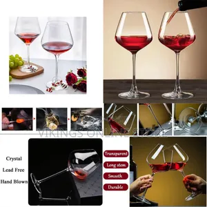 Crystal Wine Glasses Set of 6 - Lead-Free Goblets