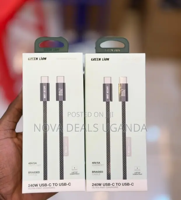 Green Lion 240W USB-C to USB-C Braided Cable - 1 Meter, Black - 1