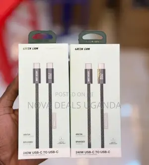 Green Lion 240W USB-C to USB-C Braided Cable - 1 Meter, Black