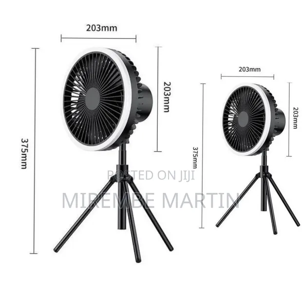 Camping Fan with LED Light, 10000mAh Rechargeable Wireless - 1