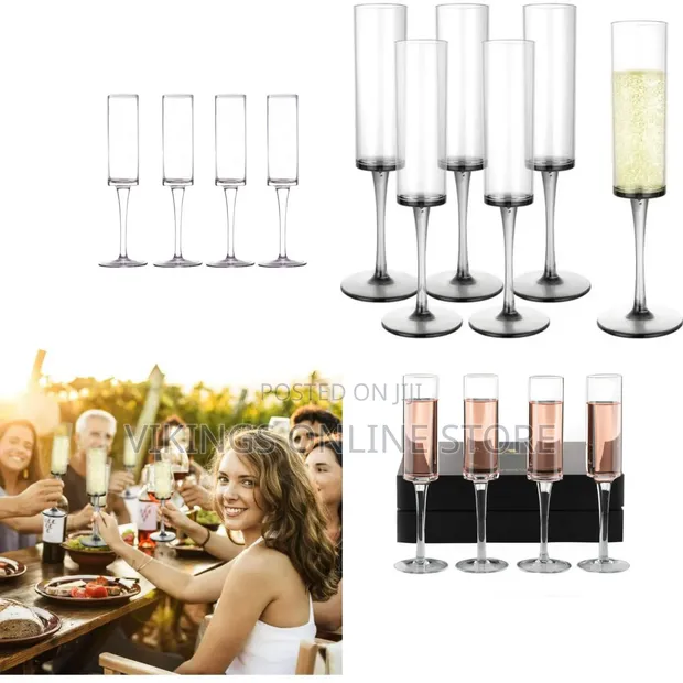 6PCS Champagne Flutes, 165ML Clear Unbreakable Glasses - 1