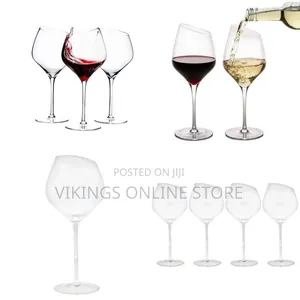 6-Piece Large Slant Rim Wine Glasses with Long Stem