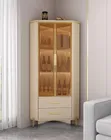Modern Cream & Gold Corner Display Cabinet - 1