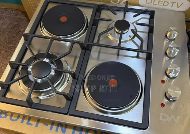 4-Burner Stainless Steel Built-in Hob (2 Gas, 2 Electric) - 1