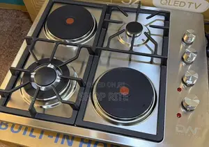 4-Burner Stainless Steel Built-in Hob (2 Gas, 2 Electric)