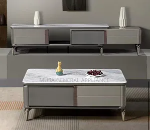 Modern Luxury Marble-Top Center Table & TV Stand Set