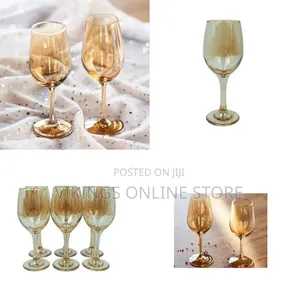 Gold Lead-Free Juice & Wine Glasses - 6 Pieces, Amber