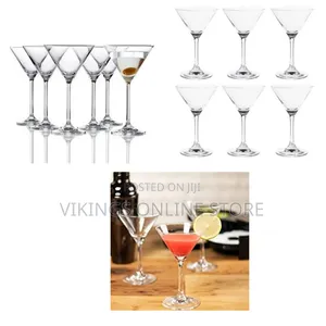 6 Piece Set: Wine, Martini, Cocktail Glasses - Colorless