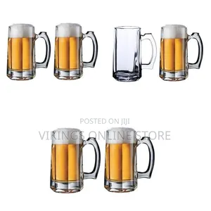 2 Heavy Glass Beer Mugs - Colorless