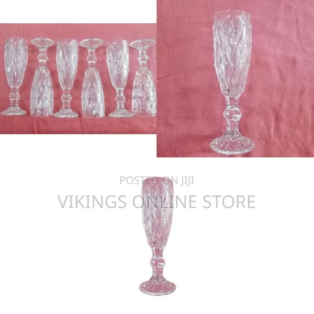 6 Diamond Design Wine Glasses - Colorless - 1