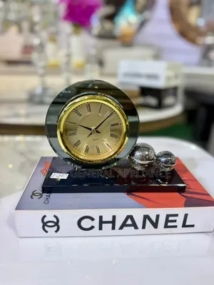 Decorative Quartz Desk Clock - Crystal & Black Glass