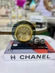 Decorative Quartz Desk Clock - Crystal & Black Glass - 1