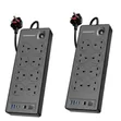 Powerology 2990W Power Strip with 8 AC, 2 USB-A, 2 USB-C PD - 1