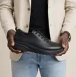 Men's Classic Sleek Black Ecco Casual Leather Sneakers - 1