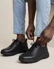 Men's Classic Sleek Black Ecco Casual Leather Sneakers - 2