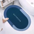 Oval Bath Mat - Blue, Quick Dry, Non-Slip - 1