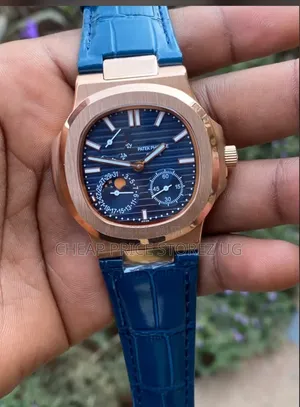 Patek Philippe Nautilus Moon Phase Rose Gold Blue Leather