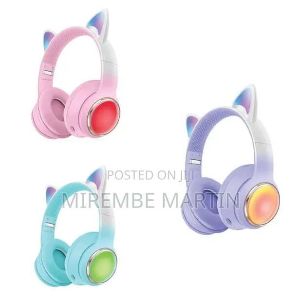 Green Lion Cat Ear Kids Wireless Headphones with LED Lights - 1