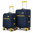 Navy Blue Softshell Trolley Suitcase Set - 1